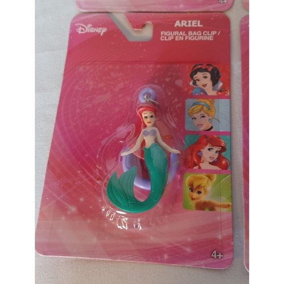 Disney Princess 4 Figural Bag Clips Snow White Cinderella Ariel Tinkerbell - Picture 4 of 6
